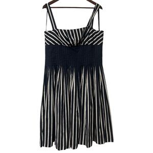Suzi Chin Maggy Boutique NWT Striped Cotton Fit & Flare Dress 12 Navy Coastal